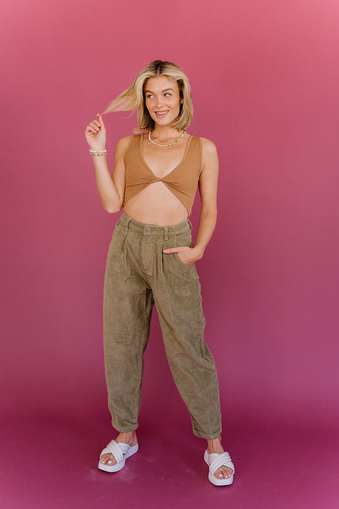 Twist & Shout Ribbed Brami// Caramel